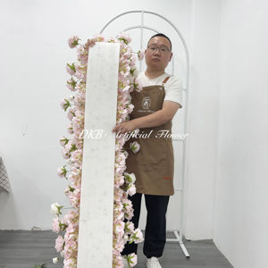 Corredor de fila de flores artificiales de seda rosa, mesa de arco de boda, camino de mesa Floral decorado para eventos populares - Product Image 6