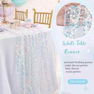 Chemin de table irisé à paillettes 12''x72'' en tissu scintillant pour décoration de mariage, anniversaire, Saint-Valentin - Product Image 2