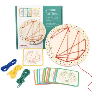 学龄前儿童学习蒙特梭利几何形状匹配创意玩具益智绳图案钉板儿童玩具