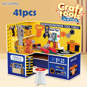 Banc d'atelier pour enfants, boîte à outils, puzzle 3D en carton, jouets faits main à assembler soi-même avec ensembles d'outils pour garçons, nouveaux <span class=keywords><strong>jeux</strong></span> de réflexion, vente en gros - Product Image 2