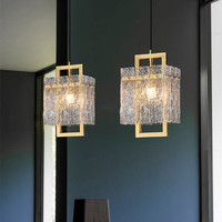 Lampe suspendue en verre doré en laiton, style simple et luxueux, luminaire rectangulaire moderne pour restaurant, salle à manger