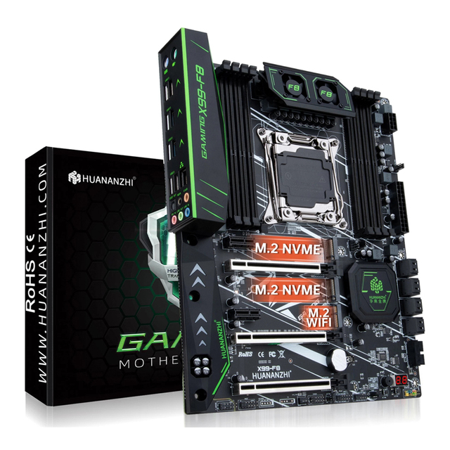 HUANANZHI X99 F8 Motherboard Slot LGA2011-3 USB3.0 NVME M.2 SSD Support DDR4 REG ECC Memory and Xeon E5 V3 V4 Processor