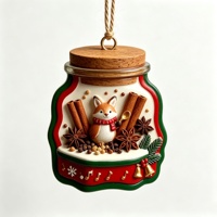 Ornement suspendu en résine pour sapin de Noël, motif lapin gâteau aux fraises, avec bougie et crème aux baies, style vintage, pour décoration de maison et de fête