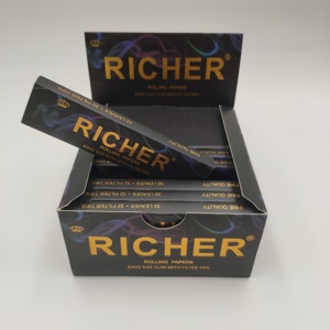 Papel de fumar personalizado Skin 108mm al por mayor OEM negro tamaño King Size Slim XL, papel de liar orgánico de grado alimenticio con filtros - Product Image 3