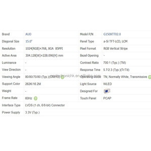 Nuevo Panel LCD Industrial Original de 15 Pulgadas 1024*768 XGA para Equipos de Visualización Industrial HMI y Automotriz G150XTT02.0 - Product Image 2