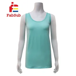 Bayan Polyester Tank Top boş süblimasyon yarışçı geri pamuk hissediyorum kolsuz süblimasyon Tank Top