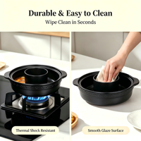 Ensemble de marmites doubles professionnelles pour restaurants ; Casserole en argile résistante aux hautes températures, diamètre 36 cm, batterie de cuisine