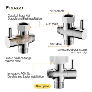 PINEBAY Brushed Nickel 304 Stainless Steel Bidet Set Handheld Toilet Bidets Faucet Sprayer Horizontal Bathroom Spray Type