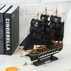 RTS Décoration intérieure méditerranéenne Vente en gros Artisanat en bois fantaisie Bateau à voile <span class=keywords><strong>pirate</strong></span> - Product Image 2