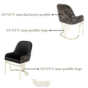 Chaise de salle à manger Bugatti de luxe moderne en velours capitonné avec pieds en métal, fabriquée en Turquie pour la maison et l'hôtel - Product Image 5