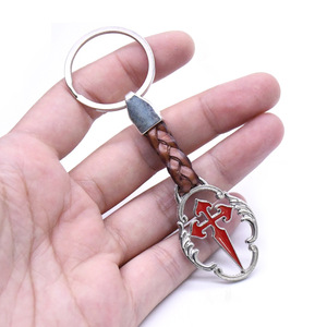 Llavero de Cuero con Colgante Ovalado en Forma de Cruz, Accesorio de Regalo - Product Image 3