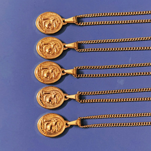 Joyería de moda para hombre, collar de acero inoxidable PVD 18K 24K chapado en oro, moneda griega sin deslustre, collar de centurión romano para regalos - Product Image 2