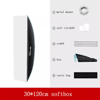 Boîte à lumière professionnelle 30*120cm avec double diffuseur en tissu pour la photographie de portraits et de produits, boîte à lumière pour flash vidéo