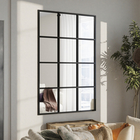 Espejo de ventana francés de Metal de rejilla, espejo rectangular de pared para sala de estar, ventanas de hierro forjado, espejo de pared, Espejo Spiegel
