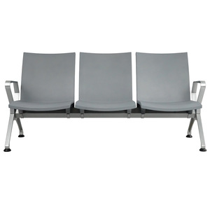 Silla de tres plazas Hewei de aleación de aluminio gris con reposabrazos para hospitales, aeropuertos y áreas de espera públicas. - Product Image 2