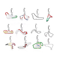 Breloques Pan en Argent Sterling 925, Perles sur le thème des circuits du Mexique, de Monaco, de Silverstone (Italie) et du Royaume-Uni, compatibles avec les bracelets originaux
