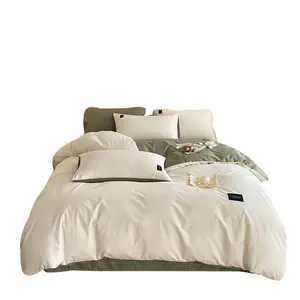 100% cotton milk white gray green custom size extra soft and comfortable pillowcase duvet bedding sheets set
