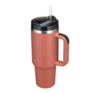 Gobelet d'aventure en strass de 40oz avec paille en acier inoxydable gobelet sous vide de 40oz avec poignée - Product Image 4