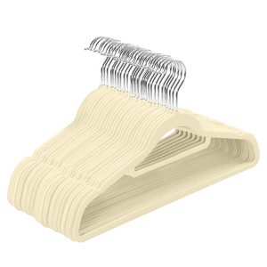 Wholesale <b>Single</b> Tier Non Slip Dress Flocking Hanger 360 Degree Swivel <b>Hook</b> <b>Coat</b> Jacket Pant Clothes Hanger White Velvet Tools - Product Image 1