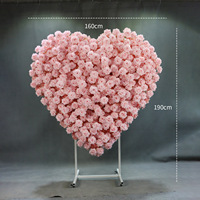 Accessoires de mariage, arche en forme de cœur, arrangements floraux, structure en fer forgé à double poteau, décorations de fête de mariage en plein air, ballons