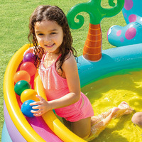 Piscine gonflable pour enfants en forme de dinosaure en PVC avec toboggan et piscine à balles épaissie pour bébés