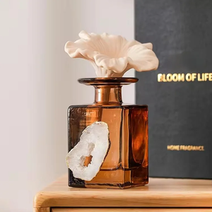 אגאט גביש יוקרה 180 מ "ל קרמיקה מרובע זכוכית שמן אתרי מפזר עם ניחוח ארוך טווח ארוך - Product Image 4