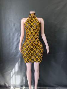 Jm829 brillante a través de lentejuelas cristal salón de baile boda cumpleaños cena vestidos de noche señoras Sexy Club vestido largo vestido de Graduación - Product Image 6