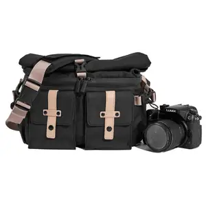 Cwatcun D90 rulo üst su geçirmez DSLR SLR fotoğraf makinesi seyahat fotoğraf çantası kamera askılı çanta Canon Nikon Sony için