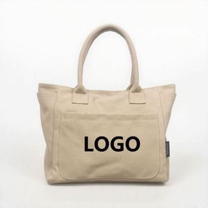 Sac fourre-tout en toile réutilisable et écologique avec logo personnalisé, multi-poches, fermeture éclair, idéal pour le travail et les trajets quotidiens - Product Image 1