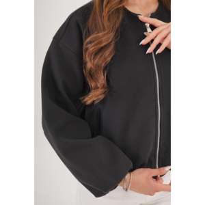 Chaqueta Bomber Negra para Mujer con Cierre y Forro Interior, Producto al por Mayor - Product Image 3