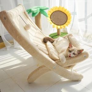 Cama para Gatos Moderna y Plegable con Doble Cojín, Rascador de Sisal, Estructura Estable en Forma de X, en Embalaje de Cartón para Gatos de Interior - Product Image 3