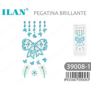 Ilan Shiny Rhinestone Stickers 39008-1 Blue Bow <b>Star</b> <b>Design</b> - Product Image 3