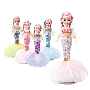 Led luz musical girar baile eléctrico lindos artículos OEM sirena muñeca para niñas - Product Image 1