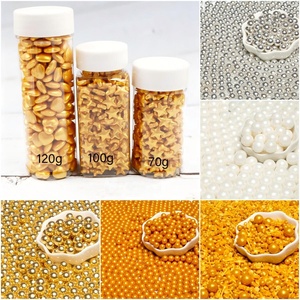 Perles comestibles blanches pour gâteaux, perles de sucre dorées et argentées, bonbons pressés en forme de cœur et d'étoile, décorations de pâtisserie, perles, prix d'usine - Product Image 2