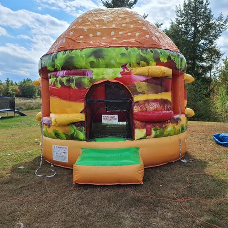 Commercial Inflatable Nature Big Inflate Jump To Live Kids Bouncy Baby Hamburger Bounce House
