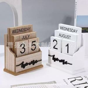 Wooden Desk <b>Calendar</b> Stand Minimalist Design Home Decoration Time Management Rectangle Shape Solid Wood Perpetual <b>Calendar</b> - Product Image 1