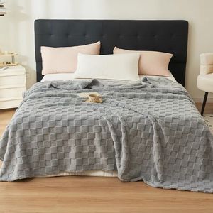 Accogliente coperta in pile Jacquard a scacchi moderna Super morbida, coperta per divano, coperta da viaggio per casa