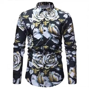 <span class=keywords><strong>Chemise</strong></span> décontractée à manches longues pour hommes pour l'été, le printemps Impression 3D Design Polyester simple boutonnage <span class=keywords><strong>XL</strong></span> rayé anti-rides Satin tissé - Product Image 5