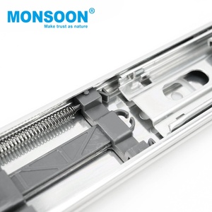 Riel Telescópico de Extensión Completa de 45 mm con Rodamientos de Bolas, Correderas para Muebles de Acero Inoxidable con Cierre Suave - Product Image 4