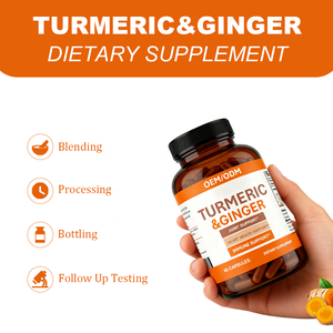 Capsules de curcuma et de gingembre - Complément alimentaire pour le soutien des articulations, du cœur et du système immunitaire |   Complément alimentaire naturel à base de plantes, 60 gélules, OEM/ODM - Product Image 4