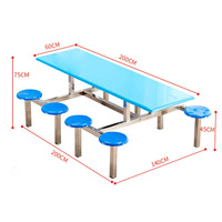 Chaises et tables de cantine en acier inoxydable, tables et chaises de salle à manger scolaire, table à manger avec banc, tables et chaises de cantine