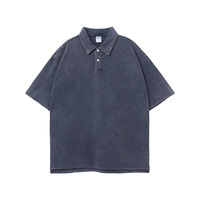 Logo personnalisé pour hommes lavé au sable pour Polo T-Shirt lourd 100% coton surdimensionné Vantage revers bouton à manches courtes solide fil de teinture