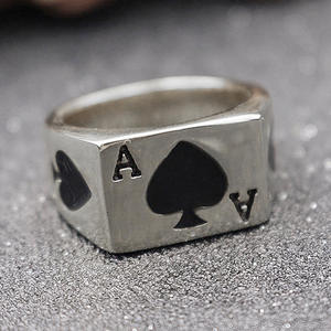 Anillo de As de Espadas Dorado para Hombre, Chapado en Oro de 24K, Aleación, Joyería de Moda, Regalo, T0134 - Product Image 6