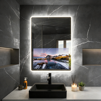 Miroir intelligent Kingstin pour salle de bain, TV 1080P, écran tactile, rétroéclairage LED, étanche, anti-buée, pour maison intelligente