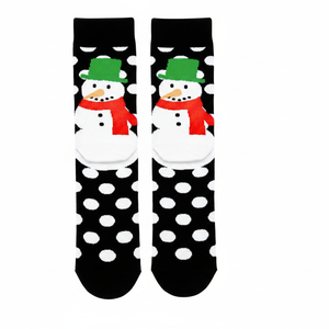 Chaussettes unisexes à motif bonhomme de neige de Noël, respirantes, en nylon tricoté, taille unique, jetables pour usage quotidien, pour diabétiques, avec logo personnalisé - Product Image 2