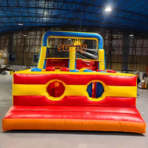 เกมงานรื่นเริงเป่าลมแบบกำหนดเอง เกมแข่งขันเป่าลมพร้อมอุปสรรค วิ่งข้ามสิ่งกีดขวางแบบสองเลน พร้อมปีนป่ายและสไลเดอร์สำหรับขาย - Product Image 2