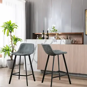 Заводская Подгонянная высокое качество темно-Grey вращающийся высокий стул кожаный барный стул