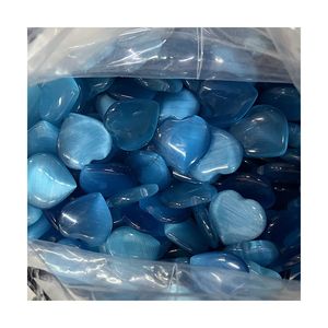 HZ bleu opale amour en forme de coeur guérison cristal naturel pierres précieuses Reiki pierres d'inquiétude pour soulager l'anxiété - Product Image 1