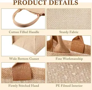 Custom Design Wholesale Shopper Bag Custom Printed Large Natural Eco Friendly Burlap Jute Shopping Tote Beach Bag