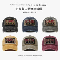 Topi Baseball Snapback 6 Panel Unisex Gaya Amerika Vintage, Bahan Katun 100% Hasil Cuci, Dapat Disesuaikan, Bordir - Efek Wajah Ramping